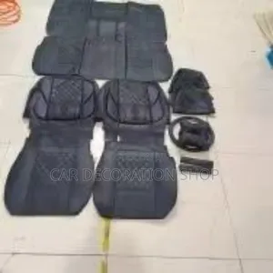 Black Leather 5seater Covers With Steering+2pillow+2belt Pad
