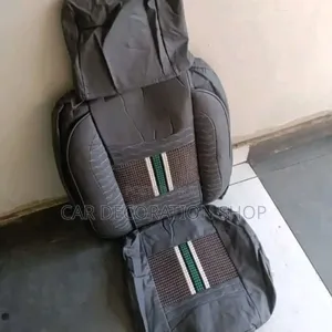 Brown Leather Seat Covers With White /Green Centre Stitches