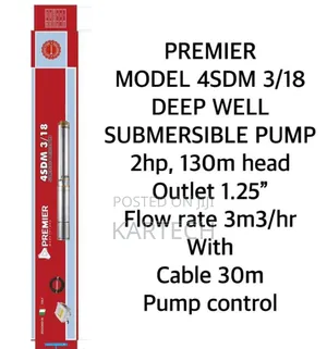Premier 4sdm 3/18 Deep Well Submersible Pump