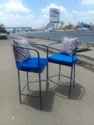 High Counter Stoool or Kitchen Stools, Blue With a Pillow 