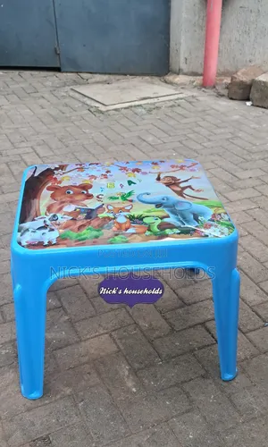 Blue Children Plastic Table With Cartoon Theme