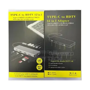 12 in 1 Usb Type C Hub Type-C to 2 Hdmi Vga Adapter Rj45