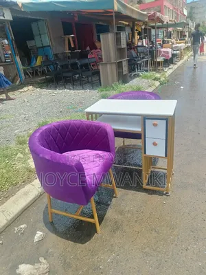 Manicure Set, Purple Seats, White Marble Table, 