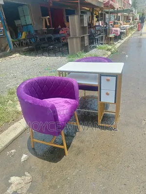 Manicure Set, Purple Seats, White Marble Table, 