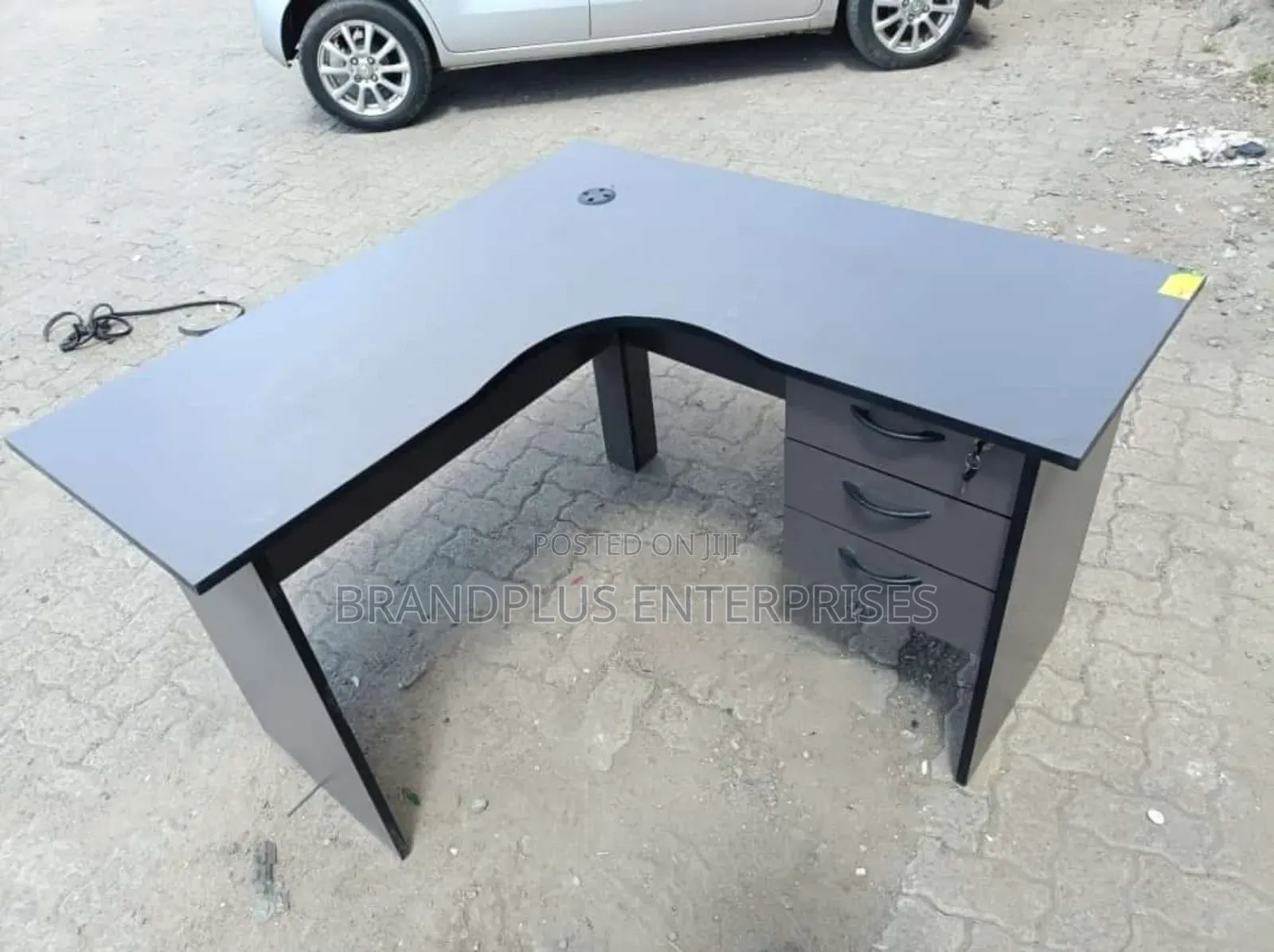 Gray L Shaped Office Desk