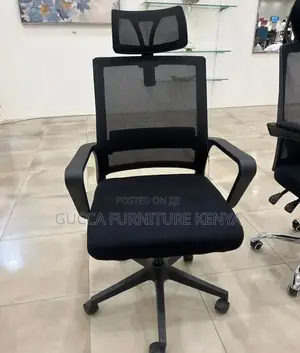Office Chairs: Ergonomic Headrest Fixed Office Mesh Chair
