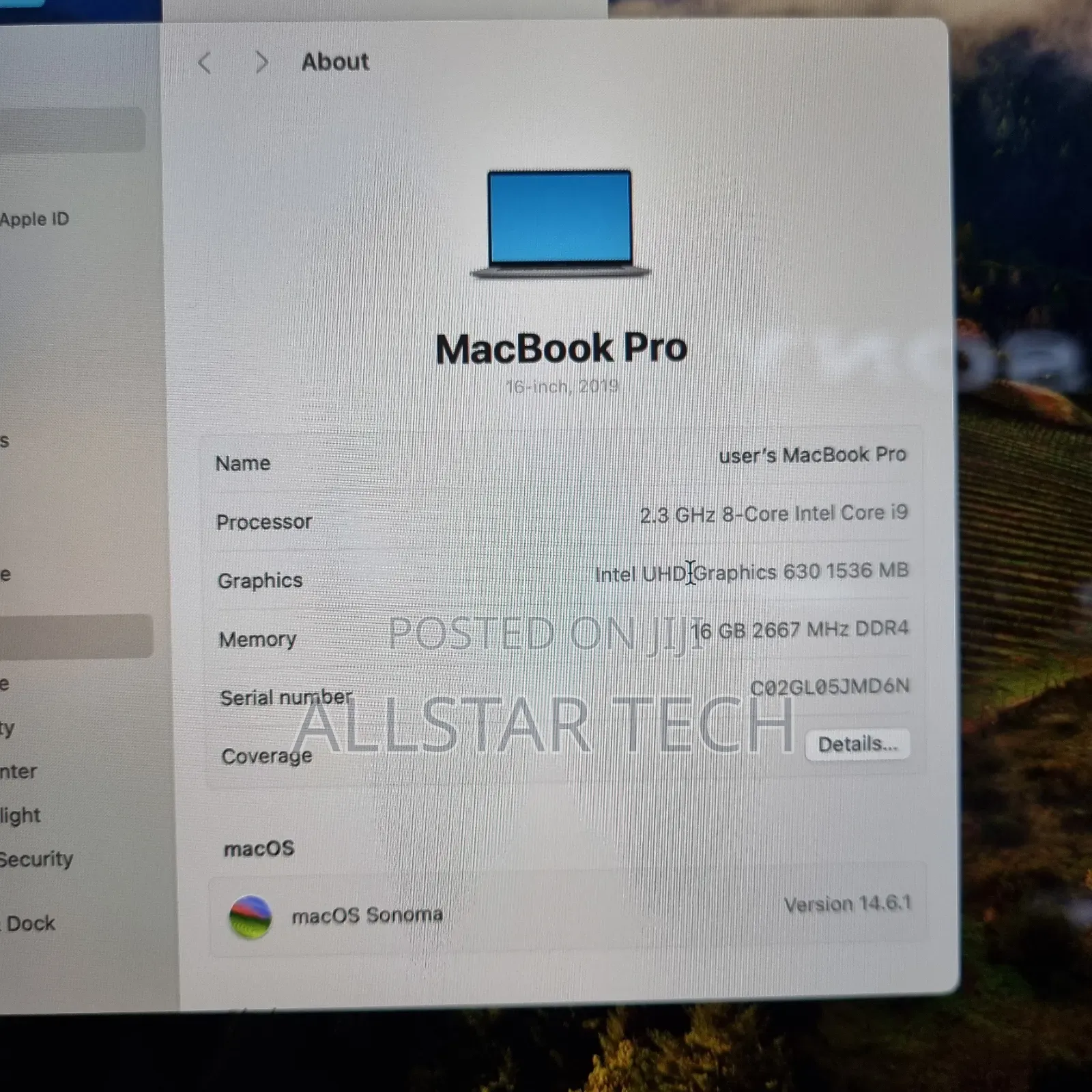 Laptop Apple MacBook Pro 2019 16GB Intel Core I9 SSD 1T
