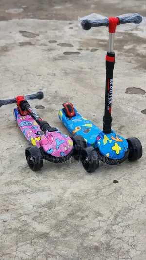 Blue, Pink Adjustable Foldable Three Wheels Scooters