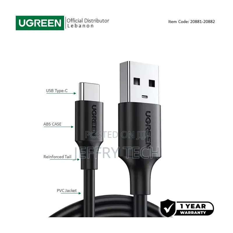 Ugreen Usb 3.0 to Usb-C Fast Charge Up to High Speed Data 1m