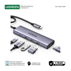 Ugreen 5-in-1 Usb-C Hub Docking Station, 3x Usb3.0 + 60hz