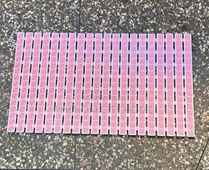 Pinkish Linear Design Shower Room Mats
