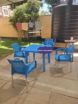Dinning Square Plastic Table With 4 Plastic Chairs Set