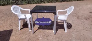 Square Plastic Table With 2 Plastic Chairs