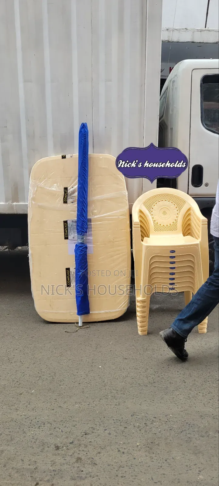 Kenpoly Plastic Chairs Plus Plastic Table With Umbrella