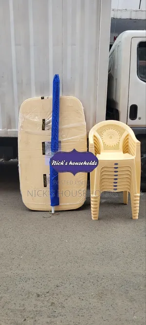 Kenpoly Plastic Chairs Plus Plastic Table With Umbrella