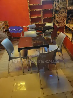 Grey Plastic Chairs With Black Plastic Table Set