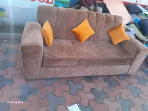 Brown Velvet Three Seater Sofa Set on Sale