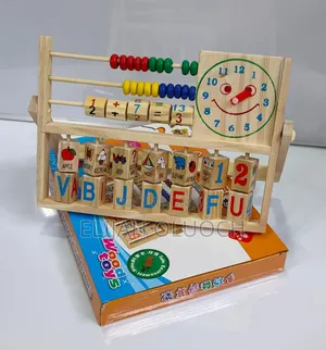 Wooden Educational Abacus and Analogue Clock Set