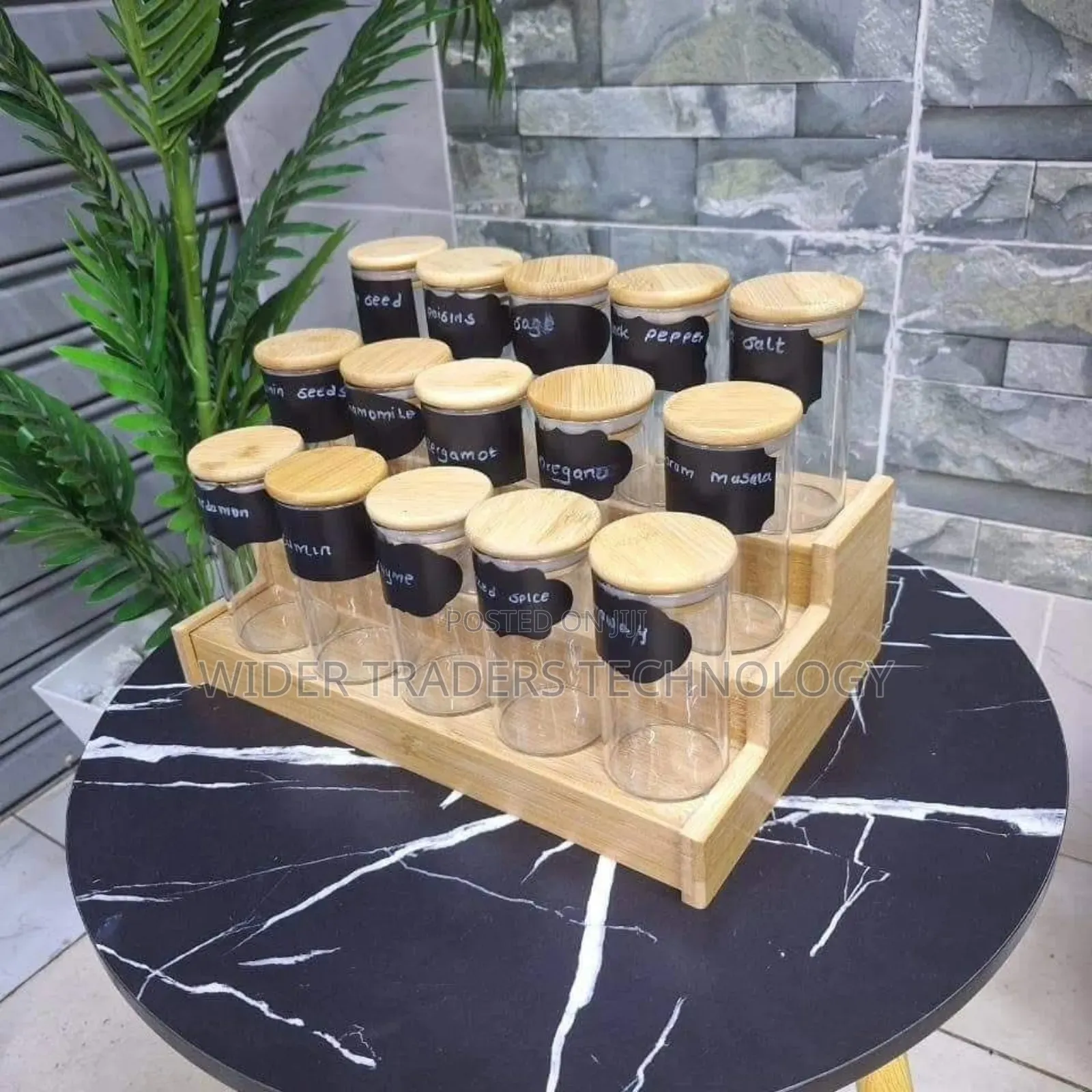 3 Tier Bamboo Spice Rack With 15 Spice Jars