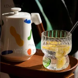 Glass Cup Cute Stripes Fat Cup