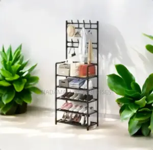 5-Tier Shoe Rack With Coat Hat Hooks