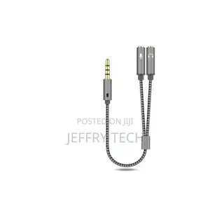 3.5mm Male to 2 Female Audio Jack Headset Microphone Splitte