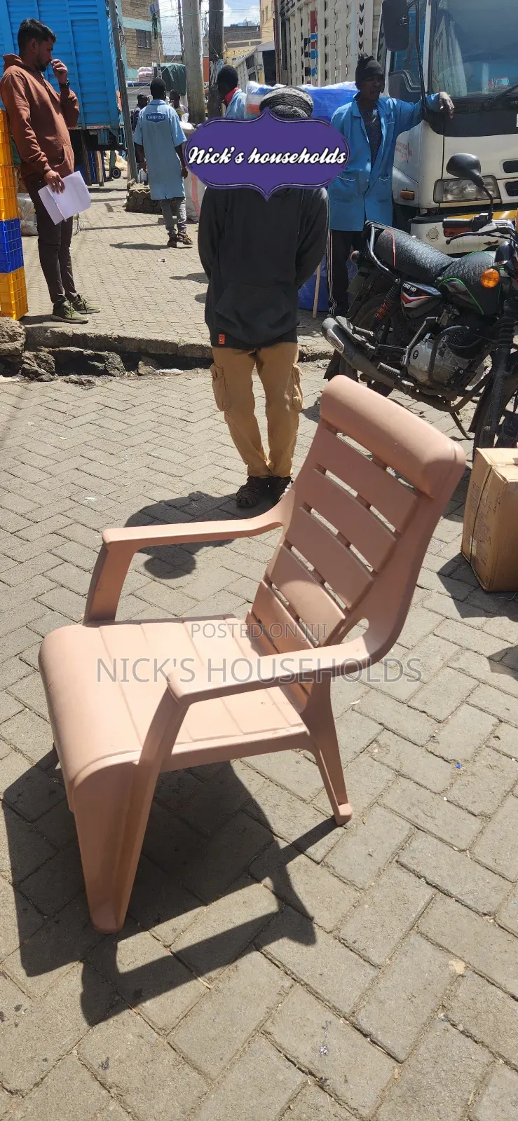 Pale Brown Plastic Chair With High Backrest