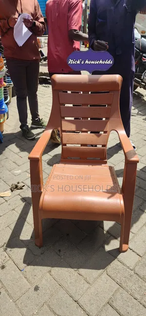 Chocolate Brown Plastic Chair With Armrest and High Backrest