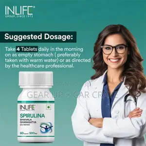 Inlife Spirulina Supplement | 500mg | 60 Tablets