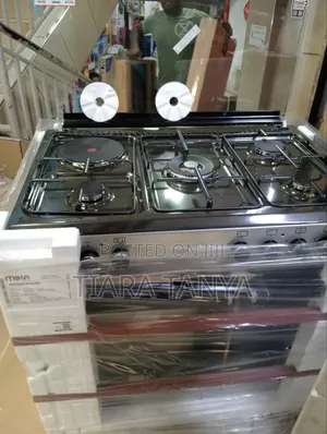 Mika Standing Cooker, 90cm X 60cm, 4 Gas (1 Wok) + Hot Plate