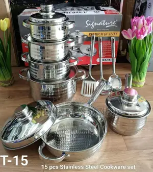 Signature 15 PCS Induction Base Stainless Steel Cookware Set