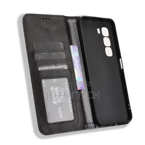 For Infinix Hot 50 Pro Plus 4gleather Case Flip Cover Black
