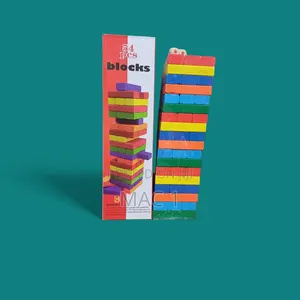 Coloured Wooden Jenga Blocks 54 Pieces