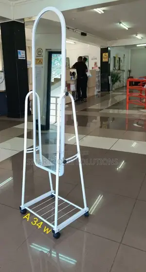 Full Length Executive Dressing Mirror With Wheels and Rack