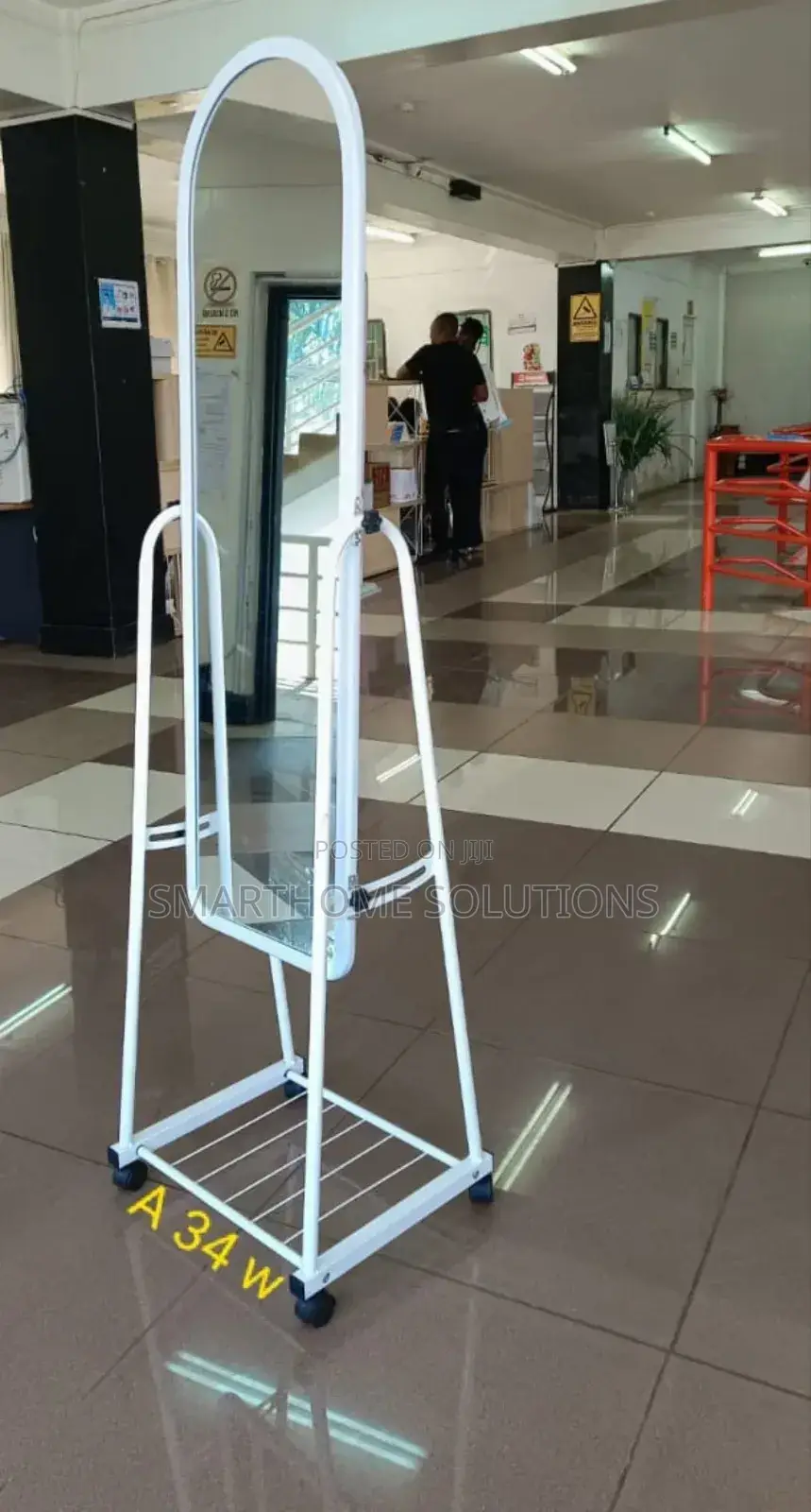 Full Length Executive Dressing Mirror With Wheels and Rack