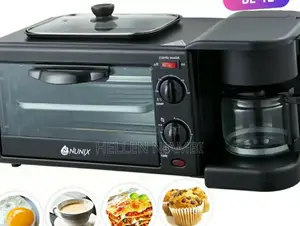 Nunix 3 in 1 Breakfast Maker; Toaster,Oven, Coffee Maker