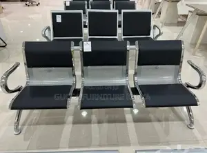 Benches:3-Seater Outdoor Semi Padded Black Waiting Bench