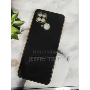Xiaomi Redmi 10c Phone Case With a Golden Frame. A Mobile Co