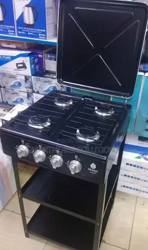 Cooker Nunix 4 Burner With Shelves Standing Cooker