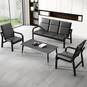 Sofas:5-Seater Transitional Black Metal Reception Sofas