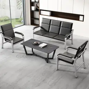 Sofas:5-Seater Transitional Black Metal Reception Sofas