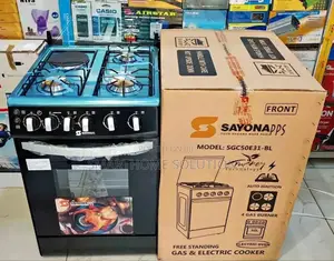 Black Sayona 3gas+1 Electric Plate Standing Cooker