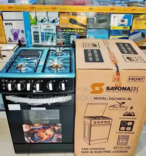 Free Standing Gas Cooker Sayona (3+1) With E. Oven- Black