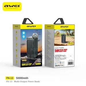 Awei Pa-13 Powerbank 50000mah Fast Charging 22.5w-Black.