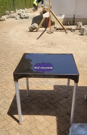 Black Plastic Table With Metal Silver Legs