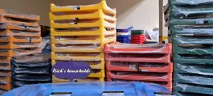 Mix Colour's Square Plastic Table With Metal Tubing Legs