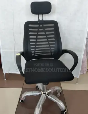 Black Secretarial Mesh Comfy Office Chair With Headrest a/7h