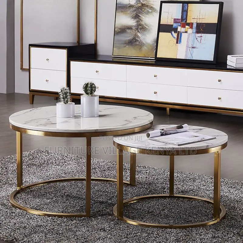 Coffee Table : Nesting Round Marble Coffee Table