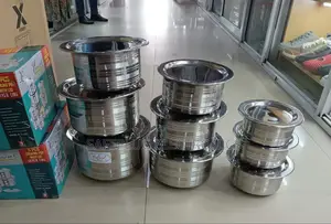 Heavy Duty 9pcs Stainless Steel Sufurias, Size 10-18