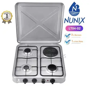 Nunix Table Top Cooker 3 Gas + 1 Electric Burner Stove.